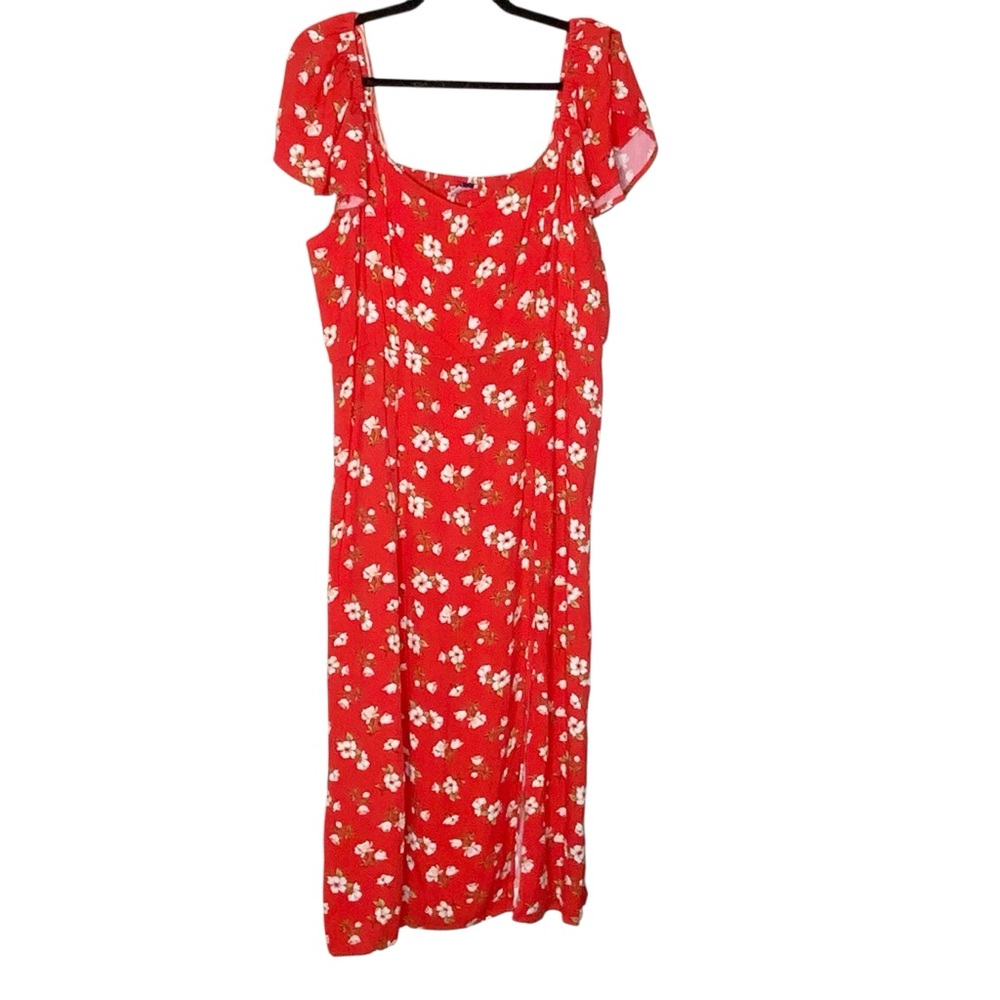 Old Navy NWOT Red Floral Midi Dress. off the shoulders. Size XL